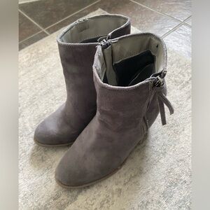 Diba Gray Suede Ankle Boots